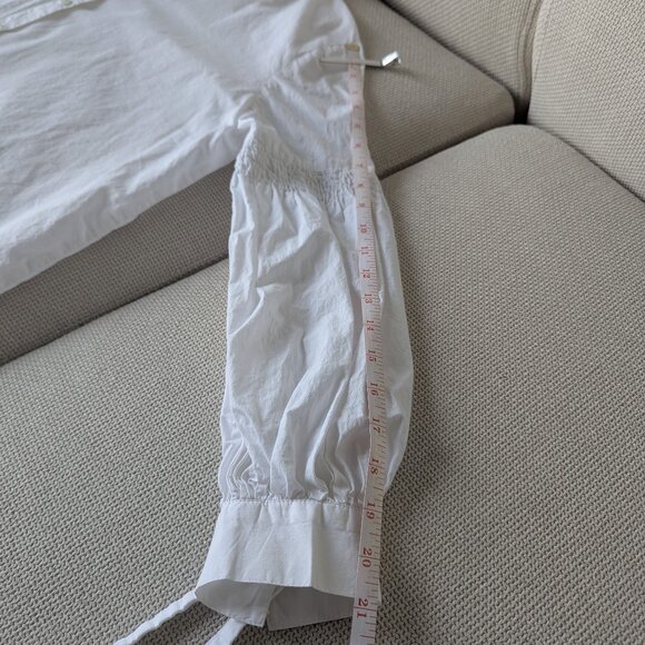 Pimkie 100% Cotton White Romantic Shirt With Smocking Detail on Sleeves, Size M - Picture 13 of 15